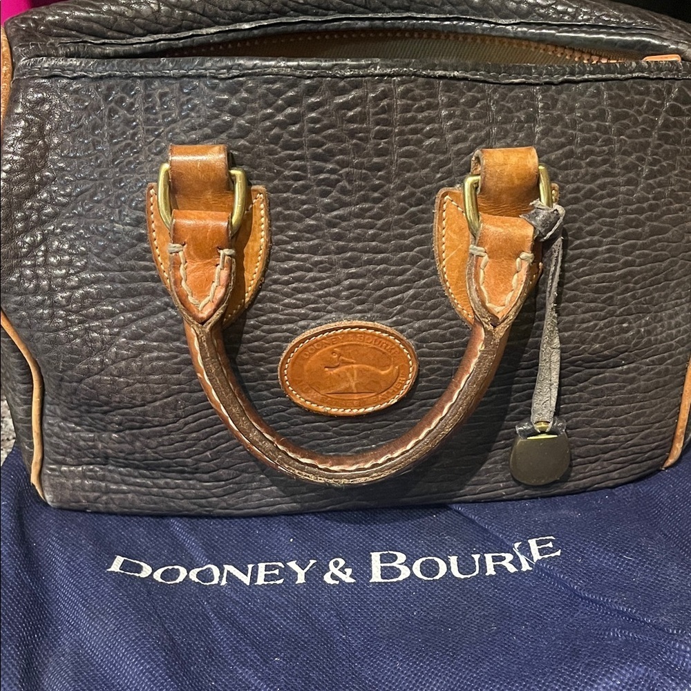 VINTAGE 1990S DOONEY & BOURKE ALL WEATHER LEATHER SATCHEL HANDBAG PURSE - Picture 3 of 13